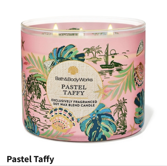 🛍BOGO 50% OFF🍬🕯NWT‼️ Bath & Body Works "Pastel Taffy" 3-wick Candle - Picture 6 of 10
